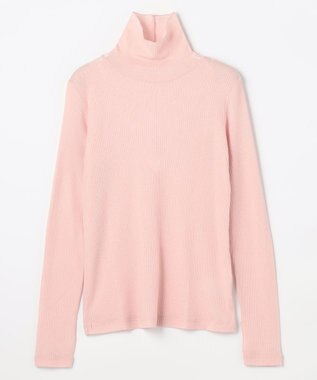 ANY L ウール混リブタートルネックカットソー ピンク