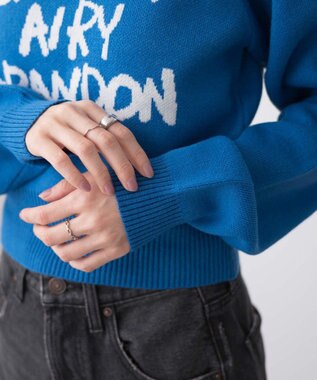 WEGO ジャガードショートニットプルオーバー ブルー