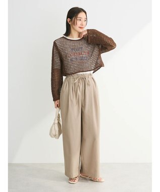 Green Parks 綿麻混バギーパンツ Gray Beige