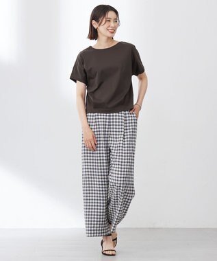 J.PRESS LADIES 【WEB限定カラーあり・洗える】コットンスムース フレンチスリーブ カットソー 【WEB限定カラー】ダークブラウン系