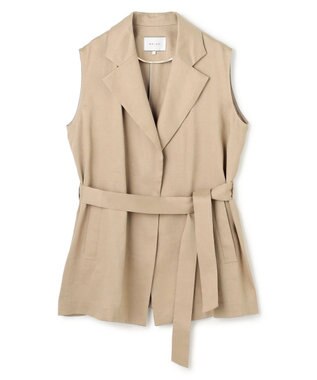 BEIGE， MICA /  リネンブレンドベルト付きジレ  L.Taupe