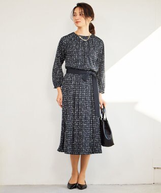 自由区 【セットアップ対応・ウエストゴム】スクラッチチェックプリント スカート ネイビー系5