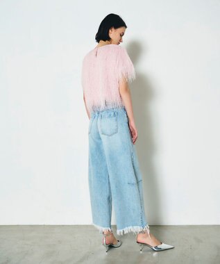 GRACE CONTINENTAL フリンジトップ ピンク