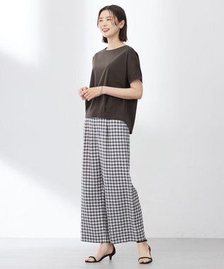 J.PRESS LADIES L 【WEB限定カラーあり・洗える】コットンスムース フレンチスリーブ カットソー 【WEB限定カラー】ダークブラウン系