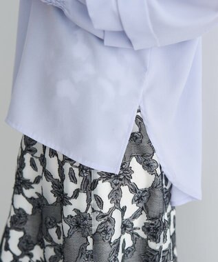 YECCA VECCA 2way裾アレンジパール釦ブラウス Sax