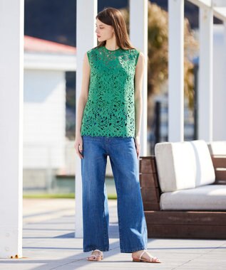 BEIGE， NARCISSUS / レースブラウス Pine Green