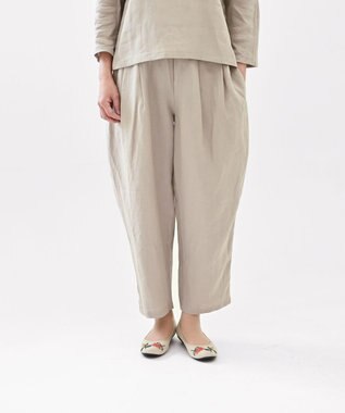muuc 〈高品質ベルギーリネン100%〉〈オンオフ着られる〉リネンイージーパンツ グレーベージュ