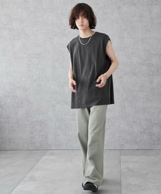 WEGO 【5色3サイズ展開/ユニセックス着用ITEM/洗える/綿100%】スリーブレスコットンT グレーその他