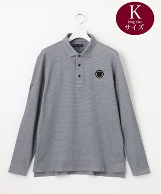 23区GOLF 定番人気【MEN/キングサイズ】ハニカムカノコ 長袖ポロシャツ グレー系