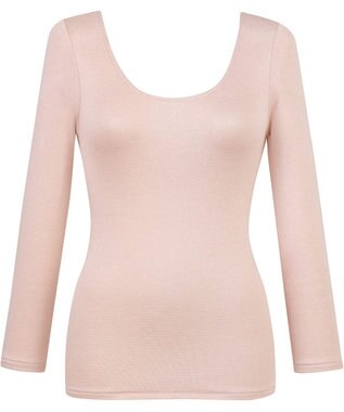 Wing あったかインナー 綿混素材 裏起毛(肌側) よく伸びる素材 ストレッチ性 【ラクのびサーモ】 保温性 8分袖 長袖 秋 冬 EL6812 ウイング／ワコール シェルピンク