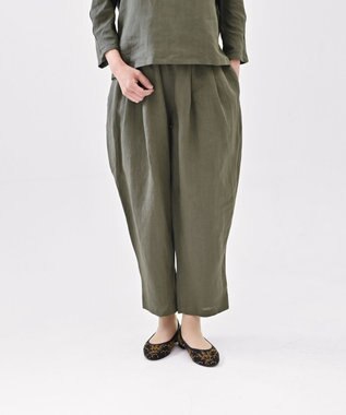 muuc 〈高品質ベルギーリネン100%〉〈オンオフ着られる〉リネンイージーパンツ グリーン