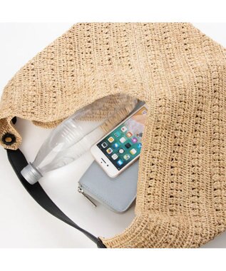 UNBILLION perche マダガスカルラフィア×姫路レザーホーボーバッグ ブラック