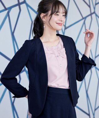 Tiaclasse L 【ダブルクロス】カラーレスジャケット ネイビー