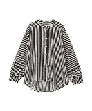YECCA VECCA 2way裾アレンジパール釦ブラウス Stripe