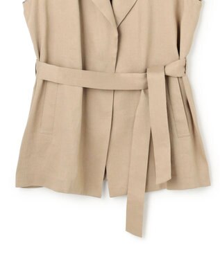 BEIGE， MICA /  リネンブレンドベルト付きジレ  L.Taupe