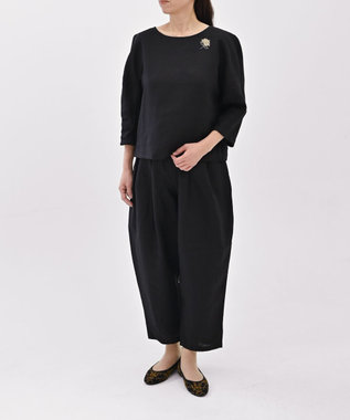 muuc 〈高品質ベルギーリネン100%〉〈オンオフ着られる〉リネンイージーパンツ ブラック