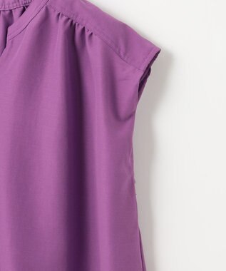 ANY ギャザーショートスリーブブラウス パープル