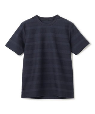 JOSEPH HOMME ジャガードボーダー　クルーネックTシャツ ネイビー系3