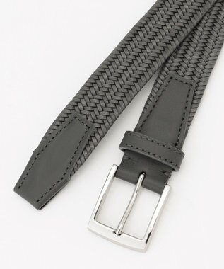 JOSEPH HOMME 【イタリア素材使用/日本製】レザーメッシュストレッチ　ベルト グレー系