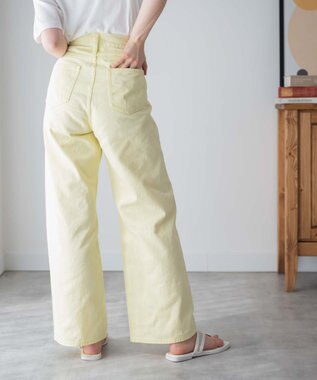 WEGO カラーウエストフィットワイドストレートパンツ ライトイエロー