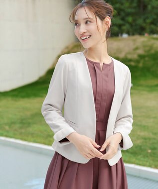 Tiaclasse L 【ダブルクロス】カラーレスジャケット グレージュ