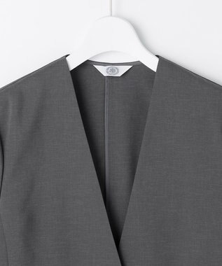 J.PRESS LADIES L 【セットアップ対応】ファンマートロストレッチ ノーカラー ジャケット チャコール系