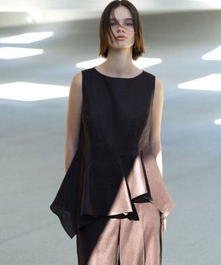 23区 【エステータ】チンツリネン ストレート ワイドパンツ ダークブラウン系