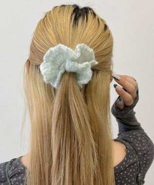 WEGO Lヘムフリルニットシュシュ サックス