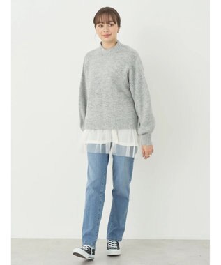 earth music&ecology ＦＬＵＦＦＹハイネックプルオーバー Light Gray Mixture