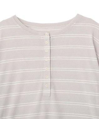 CRAFT STANDARD BOUTIQUE シアーボーダーヘンリーネックロンT Light Gray