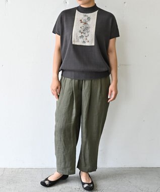 muuc 〈高品質ベルギーリネン100%〉〈オンオフ着られる〉リネンイージーパンツ グリーン