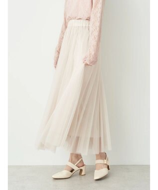 earth music&ecology チュールフレアスカート Light Beige