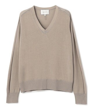 BEIGE， ARSENOPY / コットンドライタッチ Vネックニット Taupe