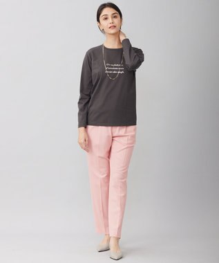 自由区 【洗える】長袖ロゴ Tシャツ グレー系