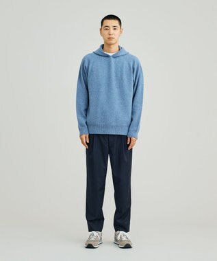 J.PRESS YORK STREET 【UNISEX】ウールカシミヤ フーディニット ダルブルー系