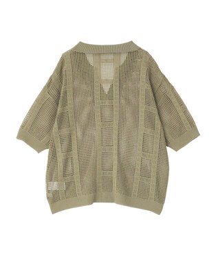 earth music&ecology レーシースキッパーポロニットプルオーバー Khaki
