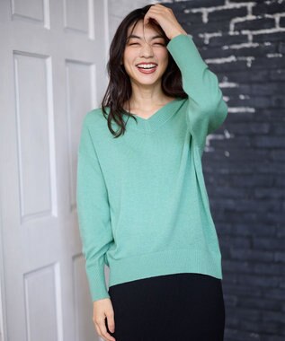 ANY 【手洗い可】イタリーヤーンウールカシミヤミックスＶネックプルオーバー ミント