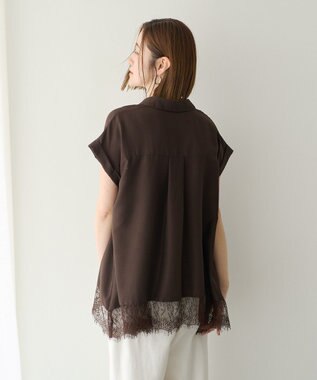YECCA VECCA 裾レーススキッパーシャツ Brown