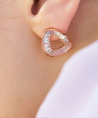 Tiaclasse 【金属アレルギー対応】ウェーブサークルピアス ピンクゴールド