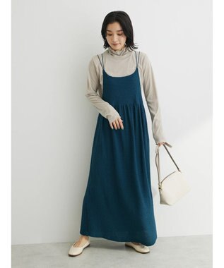 Green Parks 表面カット細ひもキャミワンピース Navy