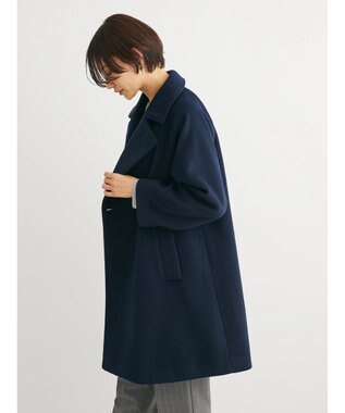 Green Parks ビーバー調テーラードカラーコート Navy