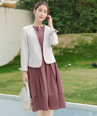 Tiaclasse L 【ダブルクロス】カラーレスジャケット グレージュ