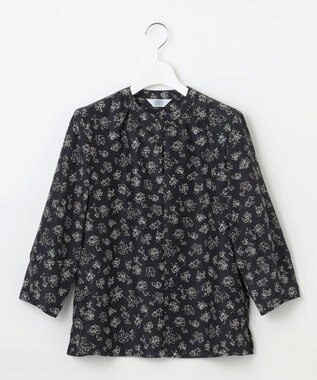 J.PRESS LADIES S 【洗える】ラインフラワープリント ブラウス ネイビー系