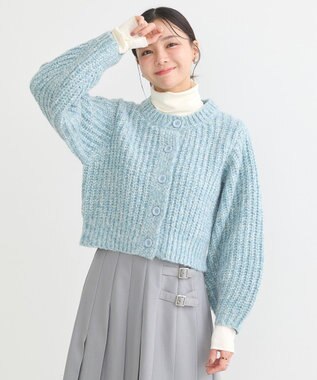 earth music&ecology ローゲージニットショートカーディガン Blue