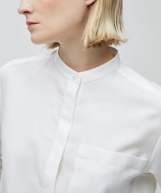 BEIGE， PERSIMMON / バンドカラーシャツ White