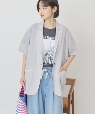 AMERICAN HOLIC 【接触冷感】シアーテーラード半袖ジャケット