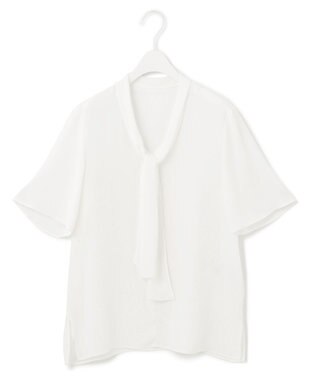  【洗える】BackSatinAmunzen  ボウタイブラウス