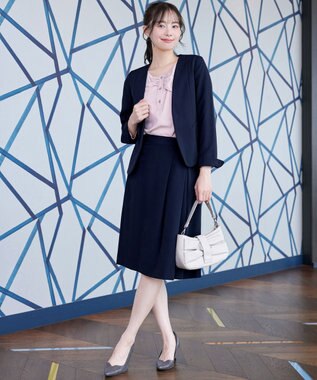 Tiaclasse L 【ダブルクロス】カラーレスジャケット ネイビー