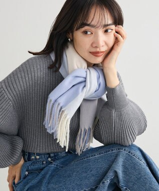 Green Parks カシミアライクストール Check Blue