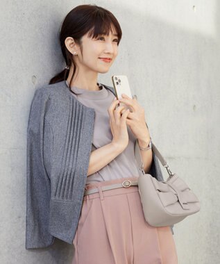 Tiaclasse L 【小倉優子さん着用・洗える・接触冷感・汗ジミ防止】“サマさまカットソー”ハーフスリーブベーシックトップス グレージュ